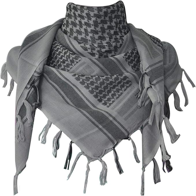 Explore Land Cotton Shemagh Keffiyeh Tactical Desert Scarf Neck Head Wrap with Tassel for Men Women