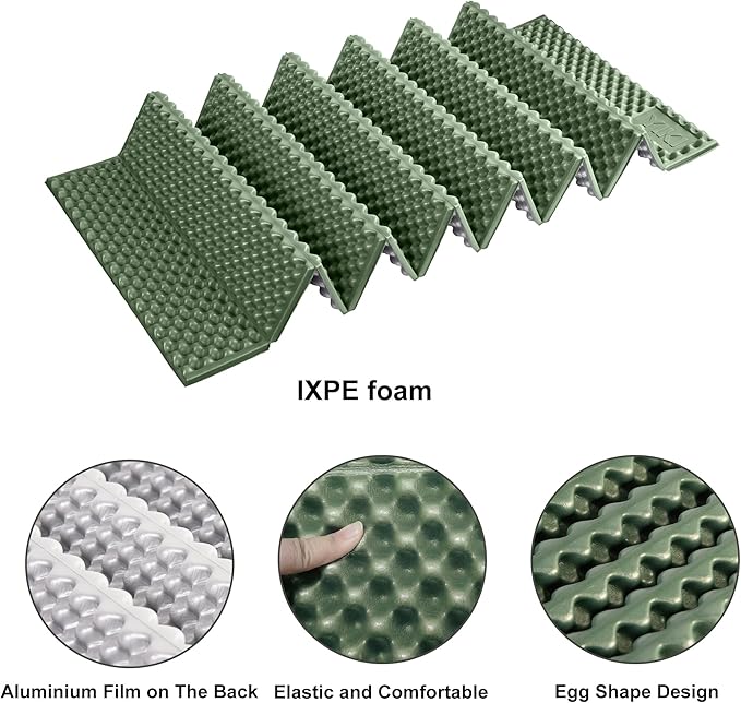 YIKI Upgraded Thickness Closed Cell Foam Sleeping Pad, 75.6"x22"x0.9", Ultralight Foldable Foam Camping Mat with Heat Reflective Layer, Waterproof Backpacking Pad for Hiking, Tent, Outdoor Use