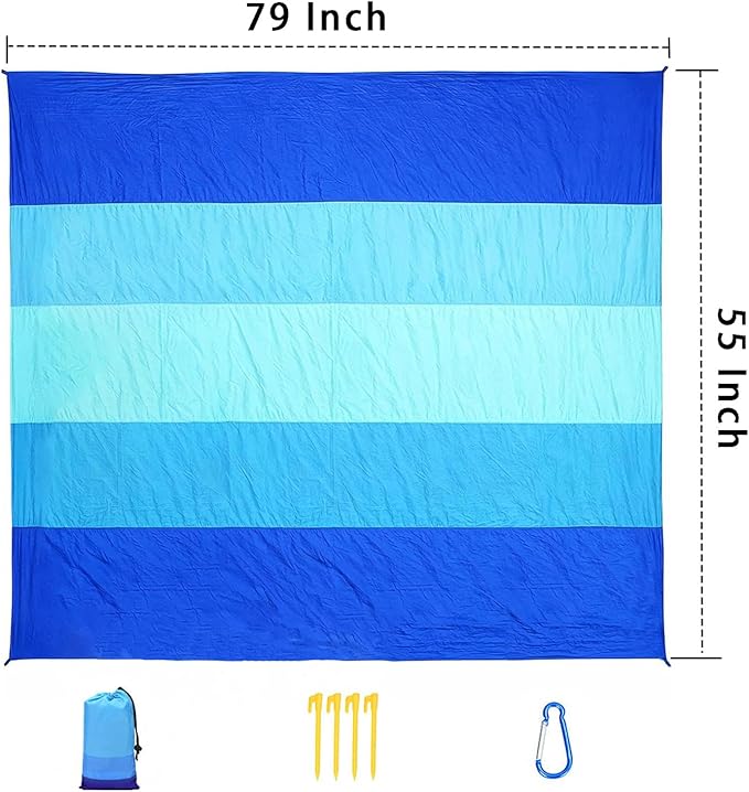 Beach Blanket Sandproof Waterproof 79" x 55", Portable Picnic Mat Mat, Sand Free Quick Drying Camping Blanket, Lightweight Beach Essentials for Picnic & Travel