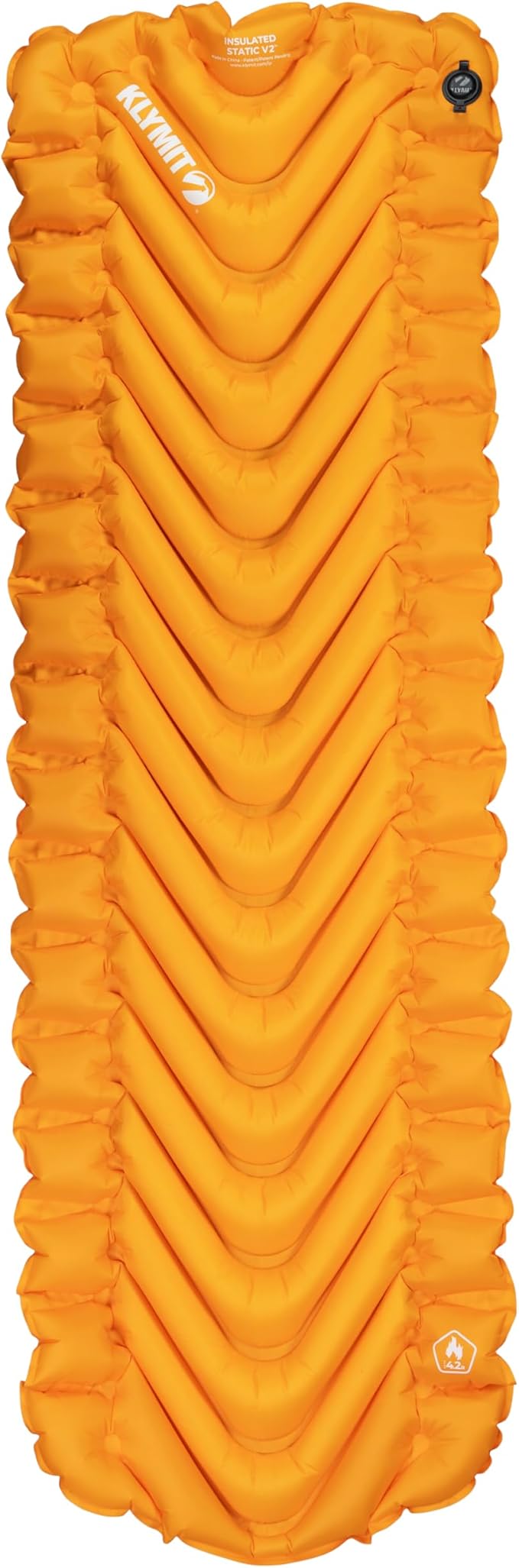 KLYMIT Insulated Static V2 Inflatable Sleeping Pad | Upgraded Comfort | Portable, Ultralight, Easy to Inflate, Foldable Air Bed for Camping, Backpacking & Hiking — Saffron