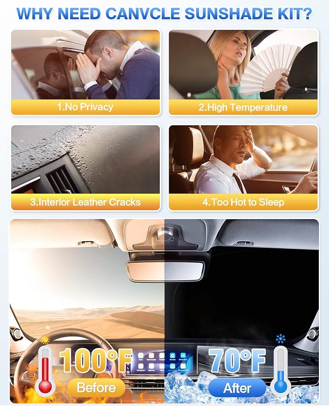 Canvcle Windshield Sun Shade for 2015-2022 Chevrolet/Chevy Colorado 4 Door Side Rear Window Shade Cover Sun Visor Shield Privacy Protection Keep Vehicle Cool Black 6PCS