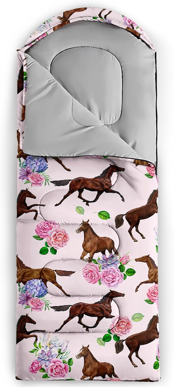 QOOMO Axolotl Cute Camping Sleeping Bags,3 Season Warm & Cool Weather,Lightweight,Waterproof Sleeping Bags for Adults & Kids,Traveling,and Outdoors