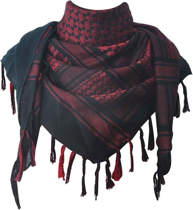 Explore Land Cotton Shemagh Keffiyeh Tactical Desert Scarf Neck Head Wrap with Tassel for Men Women