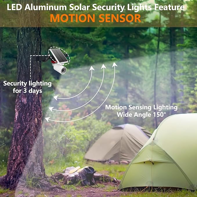 1400LM Outdoor Solar Motion Sensor Security Light with Flexible Tripod | Aluminum Flood Spotlights for Outside Driveway, Porch & Portable Camping | IP66 Winter-Proof, No-Drill Install