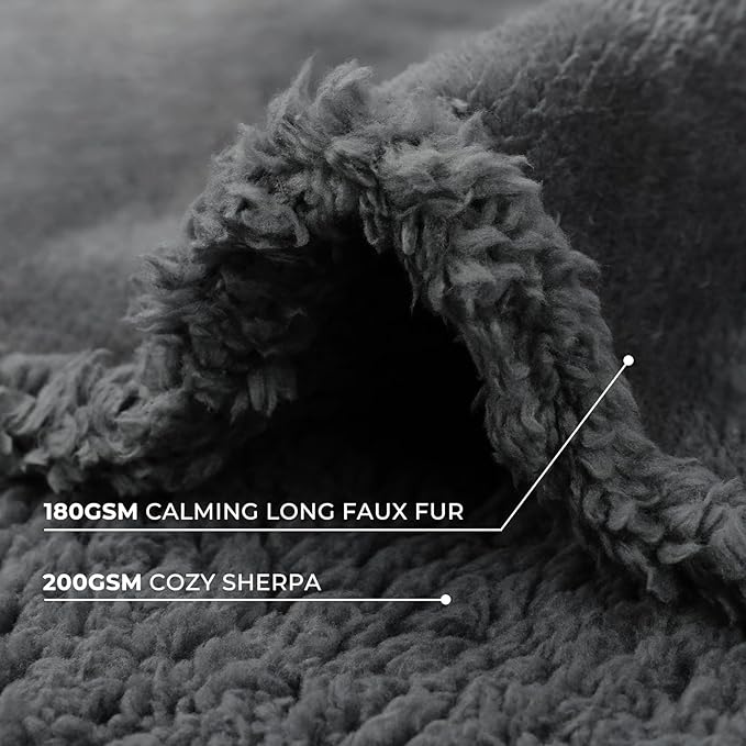 Luciphia Waterproof Bed Blanket Washable,Soft Sherpa Fleece Puppy Reversible Throw Blankets for Small Dog Cat,Furniture Cover Protector Couch Bed from Liquid Pee and Pet Fur, Grey, 40" x 28"