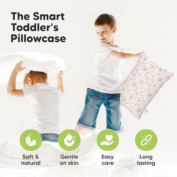 KeaBabies 13 x18 Toddler Pillowcase, Waterproof - Soft Waterproof Toddler Pillow Protector Cover for Kids, Boys, Girls, Durable Machine Washable, Small Travel Pillow Sold Separately (Flora Vale)