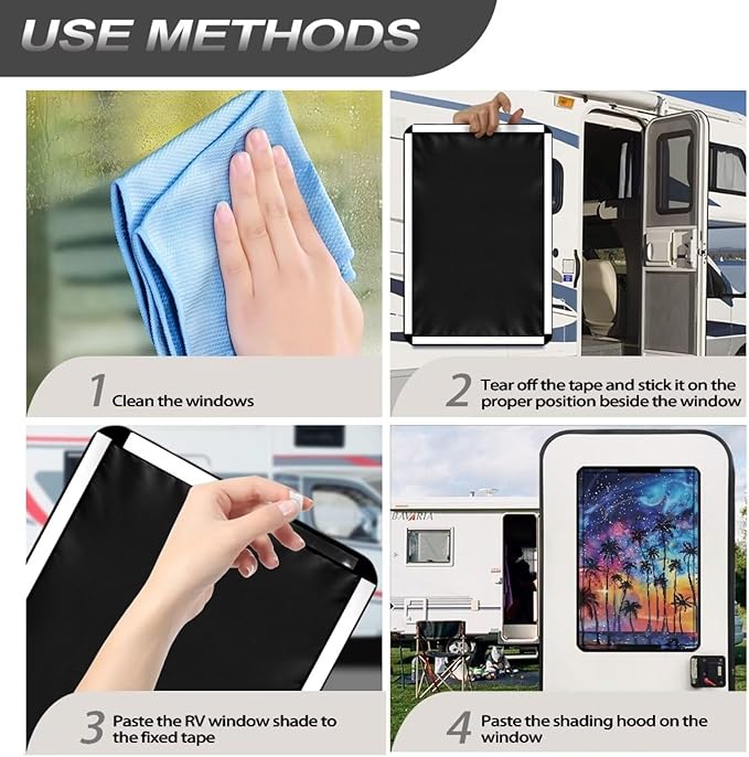 Reflective RV Door Window Shade Cover, Galaxy Palm Foldable Trailer Door Blackout Window Shade with Hook and Loop, Reflective Camper Door Window Shade RV Accessories for Inside