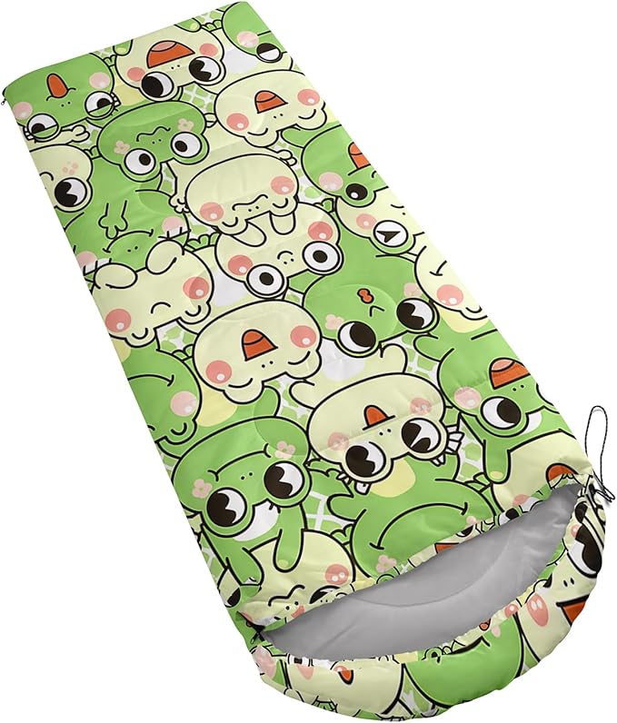 QOOMO Axolotl Cute Camping Sleeping Bags,3 Season Warm & Cool Weather,Lightweight,Waterproof Sleeping Bags for Adults & Kids,Traveling,and Outdoors