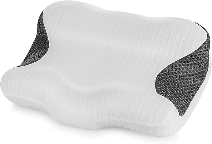Elviros Cervical Neck CPAP Pillow for Sleeping, Ergonomic Adjustable Height Neck Support Memory Foam Bed Pillow for CPAP Users with Sleep Apnea, Suitable for Side and Back Sleepers