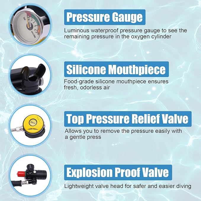 Mini Scuba Tank, 0.5L/1L Mini Diving Tank 5-10/15-20 Minutes Underwater Breath Device Portable Diving Oxygen Tank Kit, Portable Lung Tank for Emergency Rescue Underwater Exploration