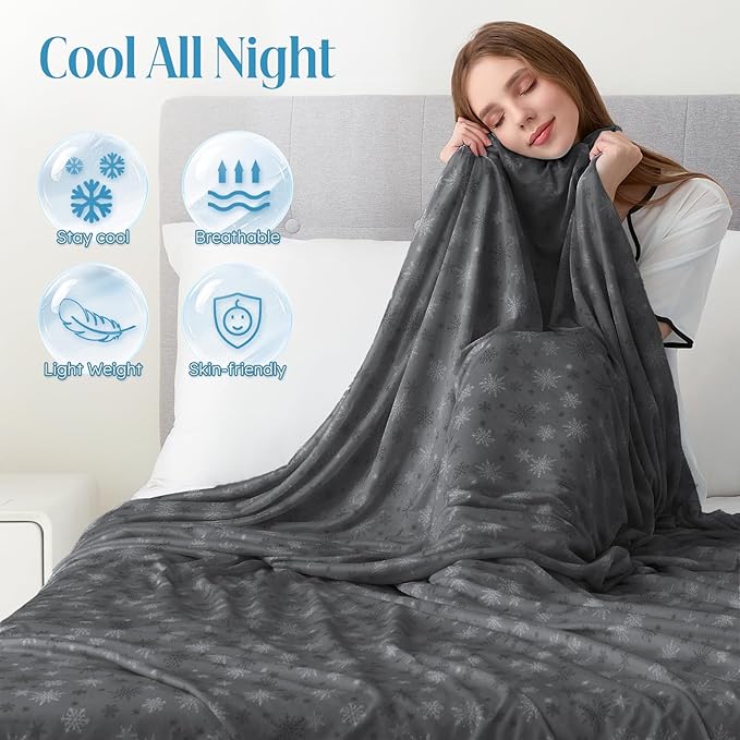OIGAE Cooling Blanket for Hot Sleepers - Soft & Lightweight Summer Cold Blanket for Night Sweats | Perfect for Bed, Couch, Sofa (Black, California King 96" x 102")