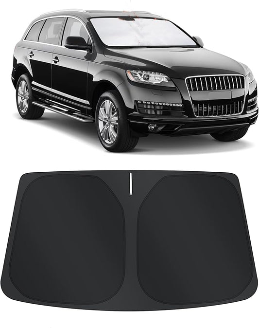 TINGLU Sun Shade for Audi Q7 2007-2015 Accessories Windshield Sun Shade Window Shade UV Rays Protection Sun Visor Cover with Steering Wheel Sunshade Storage Bag