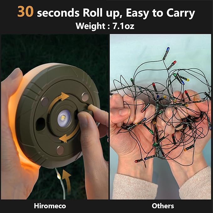 Camping Lights String: Outdoor String Lights with 5 Lighting Modes - Quick 30s Recovery Durable and Waterproof - USB Charging Portable Camping Lights for Camping/Yard/and Hiking - 2PACK