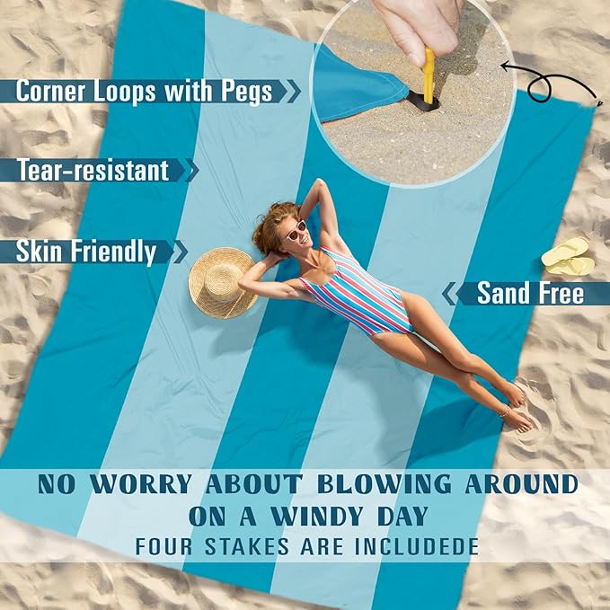 Famstar Beach Blanket Sandproof Waterproof 10'×9' 1-8 Adults Oversized,Compact Lightweight Durable Beach Mat for Travel Camping Hiking Picnic Blanket