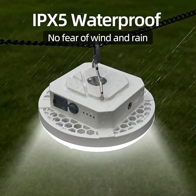 Tent Light – 4 Lighting Modes, 24-Hour Runtime, IPX5 Waterproof, Drop-Resistant,Super Bright Rechargeable LED Camping Lantern with Magnetic Base & Foldable Hook for Glamping & Outdoor Use