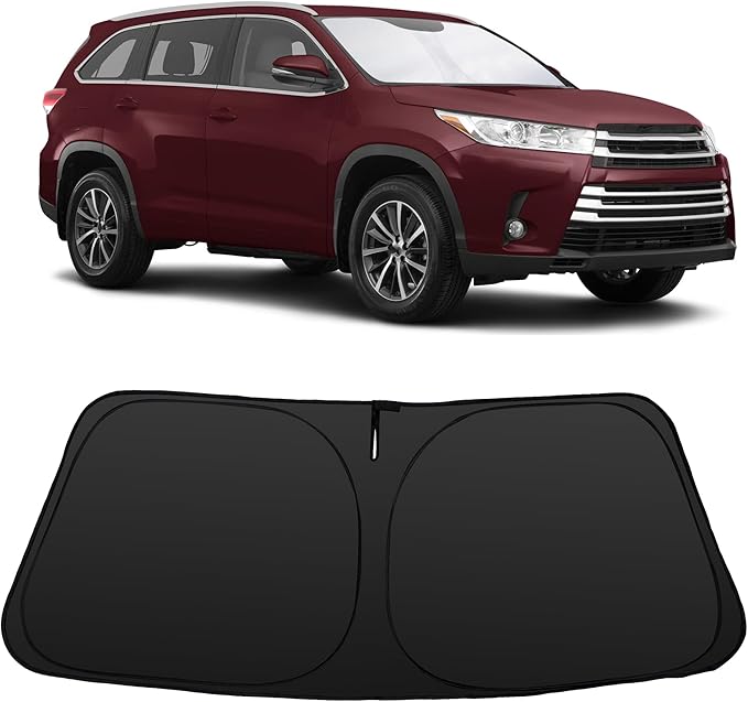 Windshield Sun Shade Accessories Compatible with 2014 2015 2016-2019 Highlander for Toyota Foldable Sunshade Sun Visor Blocks UV