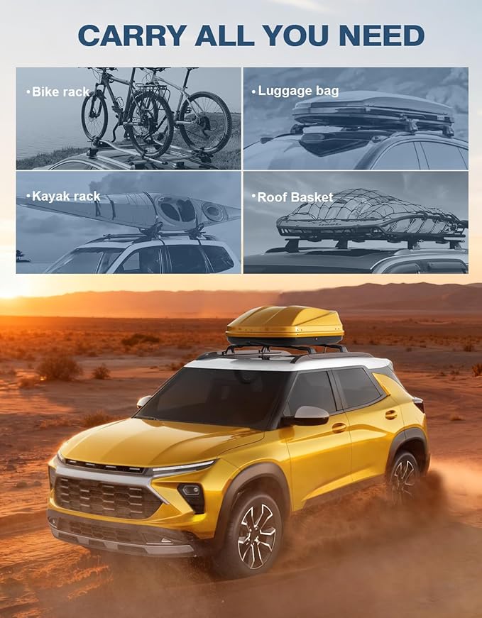 Roof Rack Cross Bars 220lbs Compatible with Chevy Chevrolet Trailblazer 2021 2022 2023 2024 2025 2026 L LT ACTIV RS, Heavy Duty All-Metal Aluminum Crossbar Luggage Racks Roof Rails Rooftop