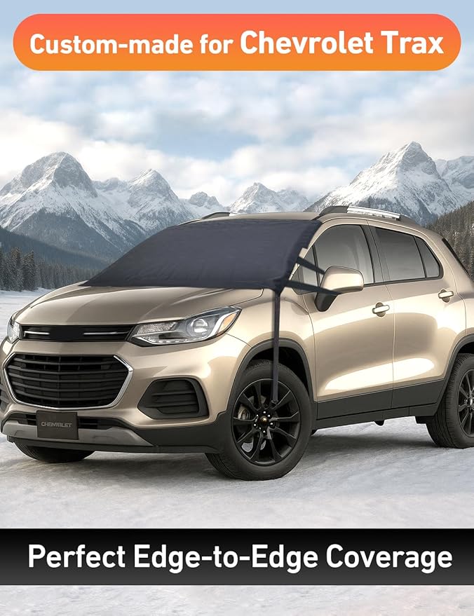 EcoNour Car Snow Cover Compatible for Chevrolet Trax | Windshield Cover for Ice and Snow with S-Hook Straps | Heavy-Duty 600D Oxford Winter Car Cover, Waterproof & Anti-Slip