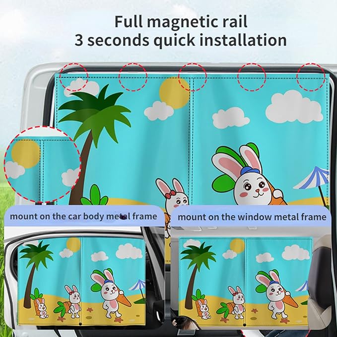 Car Sun Shade for Baby - EOHMAK Car Side Window Sun Shade Cover Upgrade Double Opening Car Interior Curtain Sun Blocker Blind (Beach, 1 Pack)