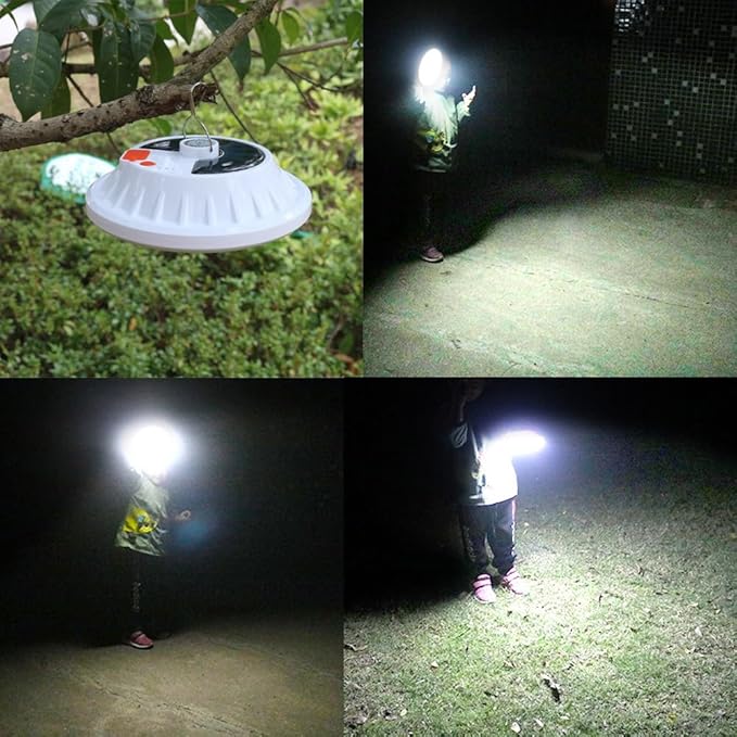 [120 LED 4500mah] Solar Camping Lights Rechargeable Portable Lantern Tent Lamp 5 Mode USB Remote Control Hanging Waterproof for Home Indoor Outdoor Emergency Courtyard 1 Pack