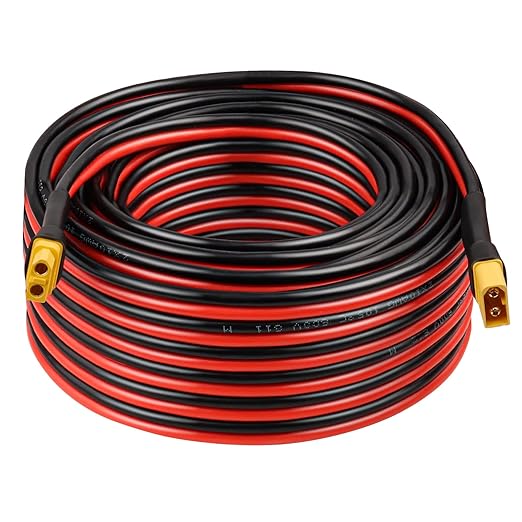 10AWG 50FT XT60 Extension Cable 2 3 5 10 15 20 25 30 35 40 50 75 100FT XT60 Female to Male Connector for Portable Power Station Solar Panel RC Battery