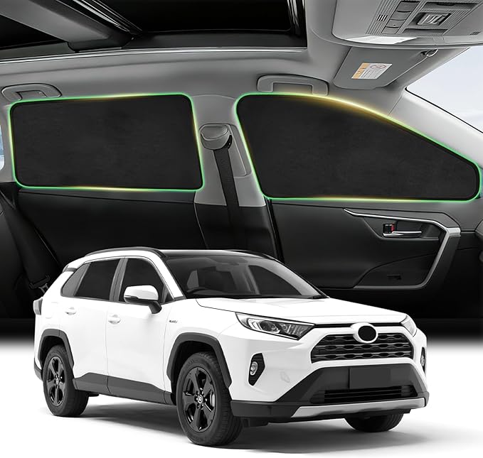 Side Window Sunshades for 2019-2024 Toyota RAV4, Suede Fabric Window Covers for Privacy Car, Custom Fit Without Steel Rings, UV & Heat Protection Magnetic Installation (4 Pack)