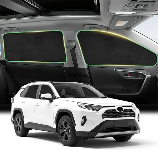 Side Window Sunshades for 2019-2024 Toyota RAV4, Suede Fabric Window Covers for Privacy Car, Custom Fit Without Steel Rings, UV & Heat Protection Magnetic Installation (4 Pack)
