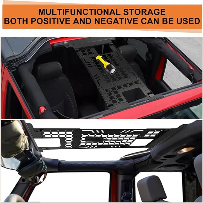 Roof Molle Panel, Compatible with 2007-2018 Jk (Hardtop Models Only), Roof Rack Storage, No Drilling Required