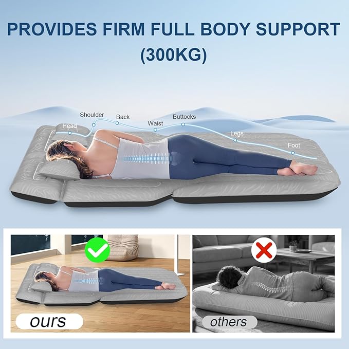 Inflatable SUV Air Mattress Bed Car Mattress, Double-Sided Flocking Travel Camping Bed, Car Sleeping Mattress for Universal SUV with Air Pump 2 Pillows