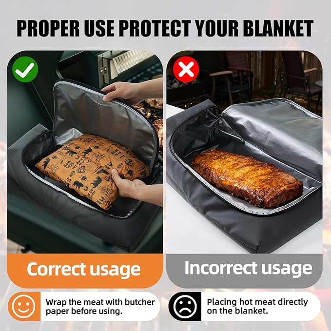 270° Opening BBQ Blanket for Resting Meat, Insulated Leak-Proof Meat Resting Bag for Brisket Pork Turkey, Smoker Accessories for Kitchen Camping Party, Anniversary Birthday Gifts for Men Dad Husband