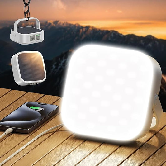Eventek Solar Camping Lights, Rechargeable Solar Camping Lantern Up to 100+ Hours & 4 Light Modes, Portable IP65 Waterproof LED Camping Light for Camp, Tent, Power Outages Emergency