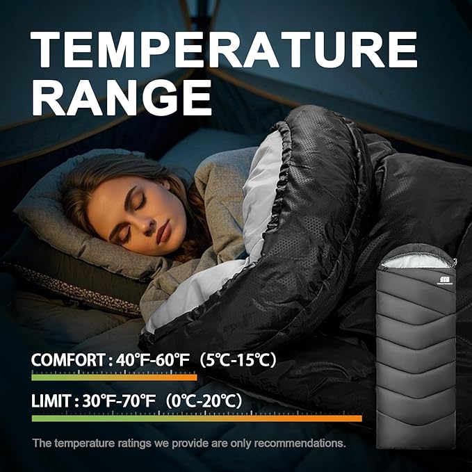 XXL Winter Sleeping Bags for Adults Cold Weather,Camping Sleeping Bag for Kids with Compression Sack,4 Season Camping Essentials Gear for Hiking,Traveling,Outdoor,Backpacking,Climbing
