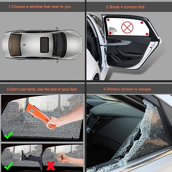 LUXON Emergency Tool,8-in-1 Car Safety Tool:Window Breaker,Seat Belt Cutter,LED Flashlight Rescue Tool USB Charger,SOS Light, Hand Cranking Charge, Magnetic for Vehicle Escape/Field Survival,Hiking