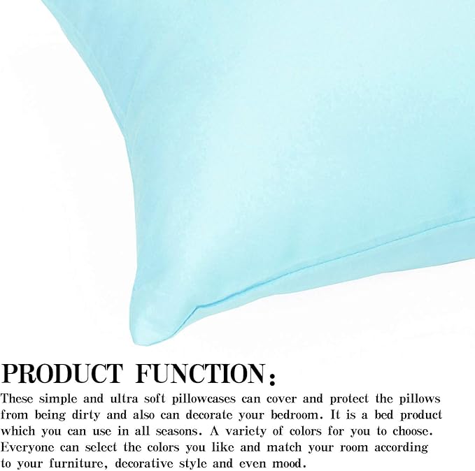 NTBAY Zippered Toddler Pillowcases Set of 2, 100% Brushed Microfiber 13x18 Pillowcases, Super Soft and Cozy Travel Kids Nursery Pillow Cases, 13x18 Inches, Aqua