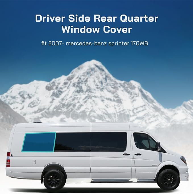 Passenger Rear Window Cover for Mercedes-Benz Sprinter 170WB, 2007-2026, Magnetic Insulated Blackout Sunshade, XPE Foam Core, AllSeasonGuard