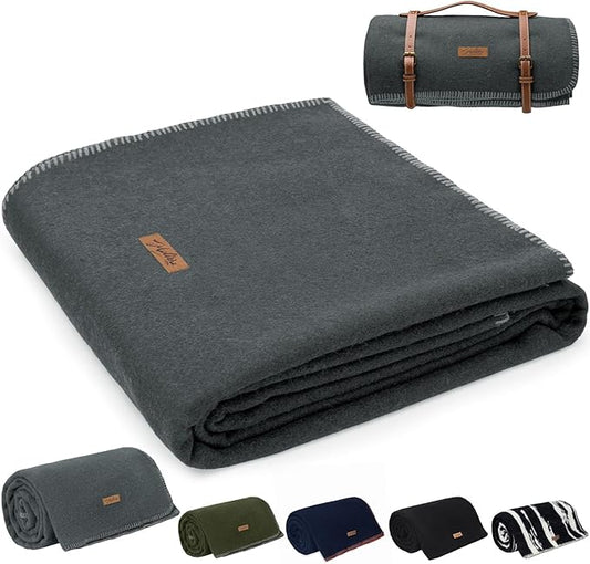Molithe 100% Wool Blanket, 48" x 62", Warm, Thick, Washable, Military Wool Blanket, Great for Camping, Outdoors, Sporting Events, Survival Kits