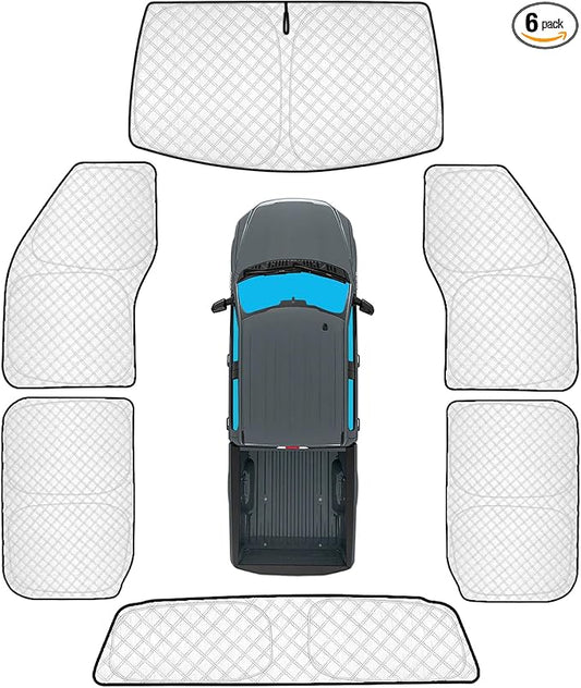 KMF 6pcs Thicken Full Window Sun Shades for Ford F-150 2015-2020 Accessories, F150 Privacy Car Window Covers for Windshield Side Rear, UV Block and Blackout for Camping Outdoor