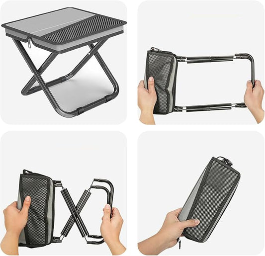 2-in-1 Collapsible Camping Stool & Sling Bag / 220LB Load Capacity Folding Portable Fishing Stool/Collapsible Stool for Camping, Hiking, Fishing, Gardening & Beach Outdoor Activities