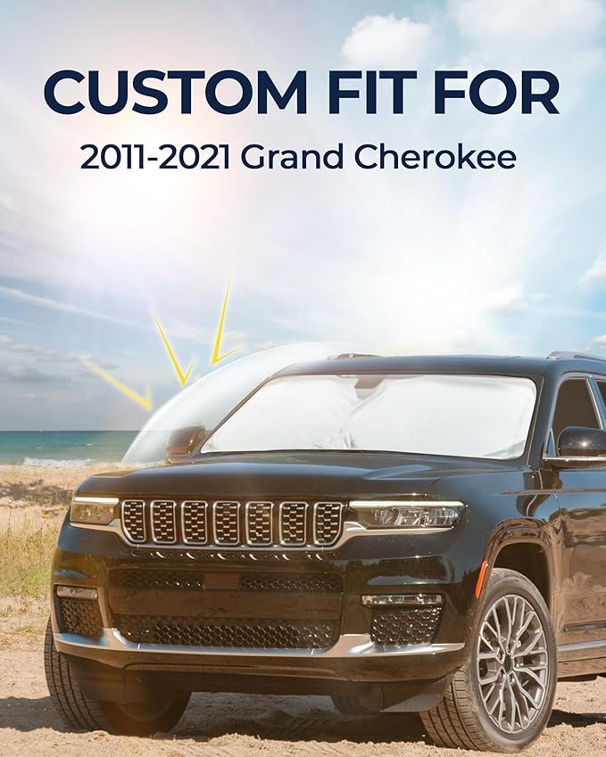for Jeep Grand Cherokee 2011-2021 Car Window Shades, 8pcs Privacy Sun Shade Set for Front Windshield Side and Rear Windows, Full Window Covers Keeps Vehicle Cool for Camping Napping