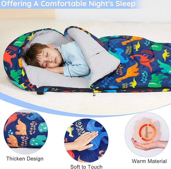 FIOBEE Kids Sleeping Bag for Girls Boys 3 Season Warm & Cool Weather Youth Camping Sleeping Bags with Backpacking Bag Waterproof for Traveling Hiking Indoor Outdoor Camping Essentials