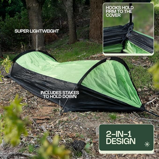 Camping Hammock Tent with Mosquito Net & Rainfly – Waterproof Portable Backpacking Hammock for Camping, Hiking & Travel – Lightweight Outdoor Hammock for Trees by Altena