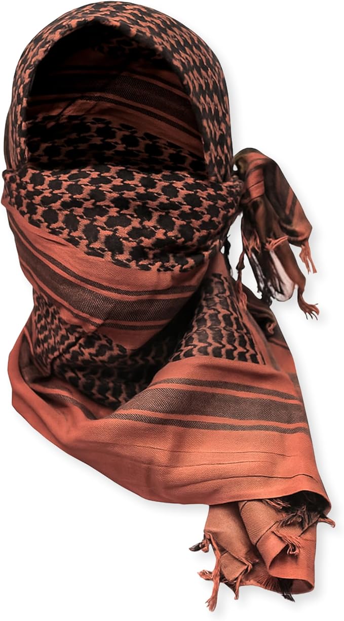 M MCGUIRE GEAR Shemagh Tactical Scarf, Middle Eastern Desert Hood, Bandana, Keffiyeh, Military Style, 100% Cotton, 42" x 42"