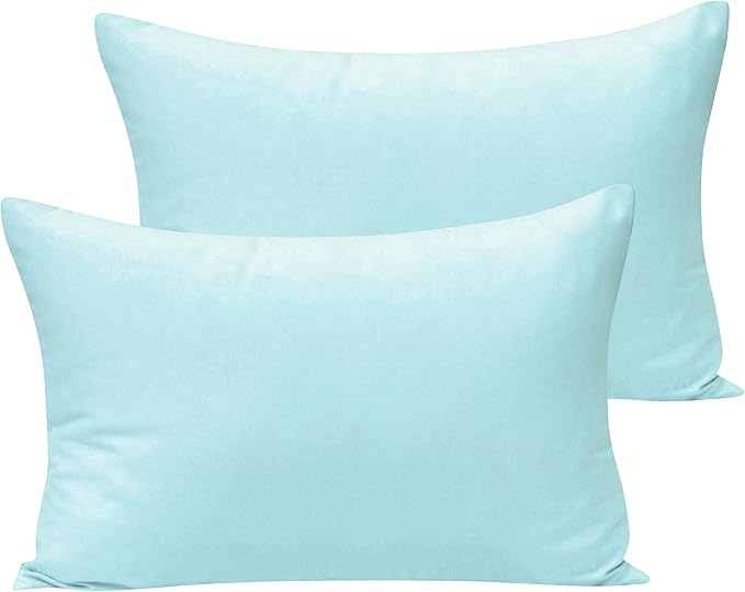 NTBAY Microfiber Toddler Pillowcases with Envelope Closure, 2 Pack 100% Brushed Microfiber Super Soft Travel Kids Nursery Pillow Cases, 14"x20" Fits Pillows Sized 12"x16" 13"x18" 14"x19", Aqua