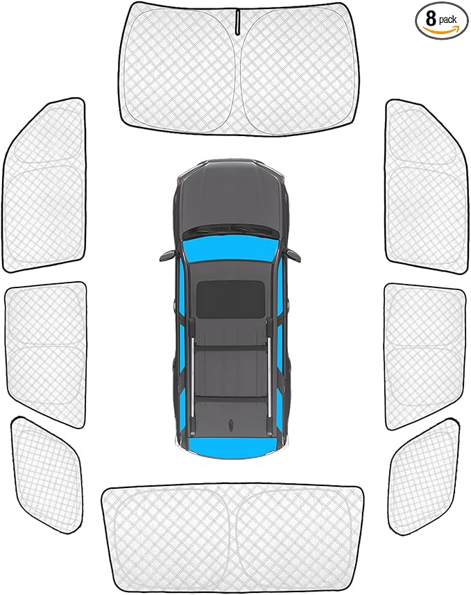 KMF 8pcs Thicken Car Window Shades for Toyota 4Runner 2010-2024 Accessories, 5th Gen 4Runner Windshield Sun Shade Full Window Covers for Side Rear, UV Block and Blackout Privacy for Car Camping