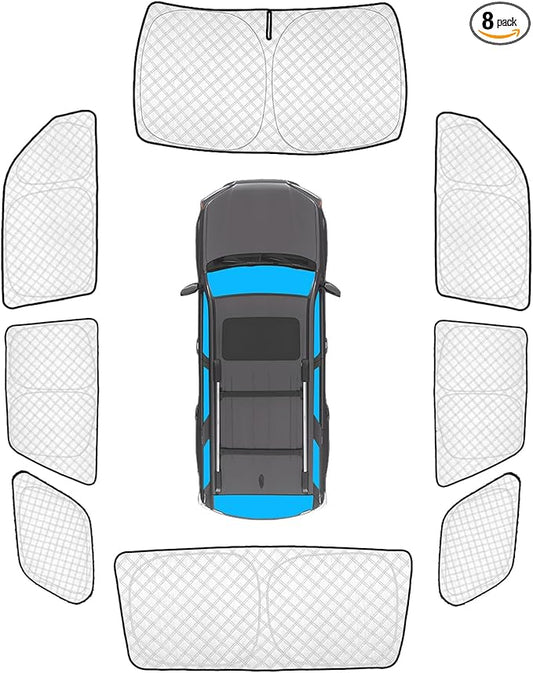 KMF 8pcs Thicken Car Window Shades for Toyota 4Runner 2010-2024 Accessories, 5th Gen 4Runner Windshield Sun Shade Full Window Covers for Side Rear, UV Block and Blackout Privacy for Car Camping