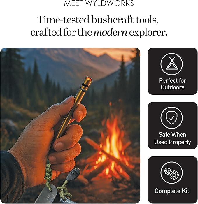 Fire Piston - Ferro Rod - 2 in 1 - Fire Piston Fire Starter Kit - Fire Starters for Campfires - Compression fire Starter Piston - Survival Tool - Camping Gifts for Men