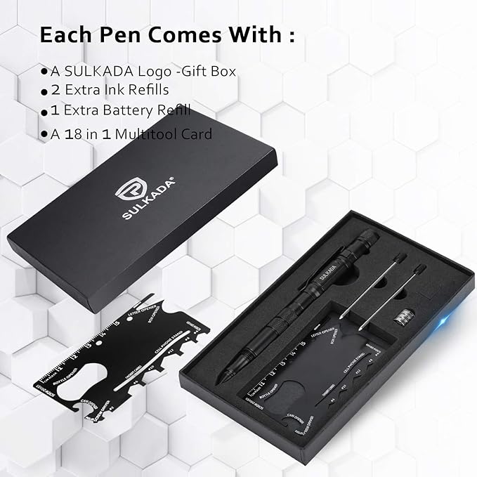 SULKADA Gift for Men Women, Tactical Pen Gift Set, Cool Gadget Stocking Stuffer,Unique Birthday Gift Ideal