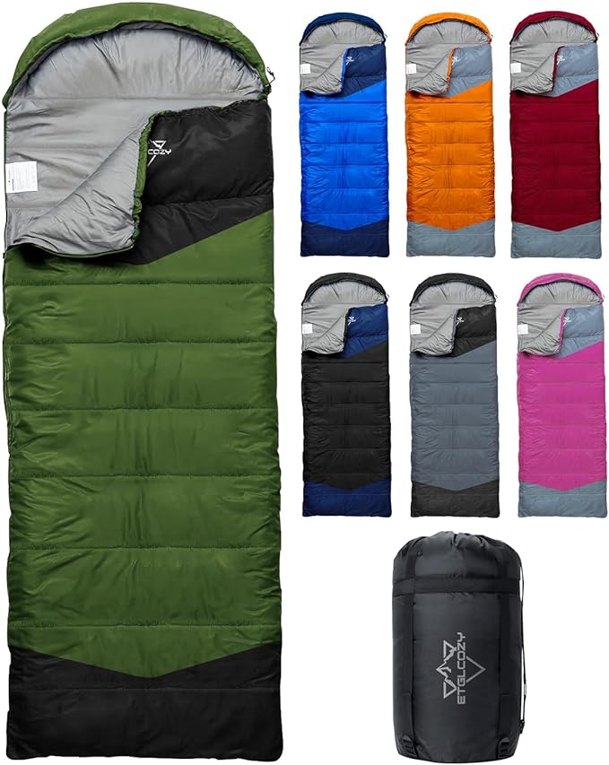 Lightweight 3-Season Sleeping Bag for Adults/Kids Camping, Compact w/Compression Sack, Waterproof Ripstop, Portable for Backpacking Hiking Travel
