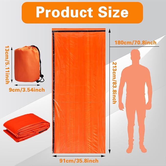 5 Pack Emergency Sleeping Bags for Survival | Waterproof Thermal Bivy Sack, 83.6"x35.8" Lightweight for Camping Hiking Outdoor Prep