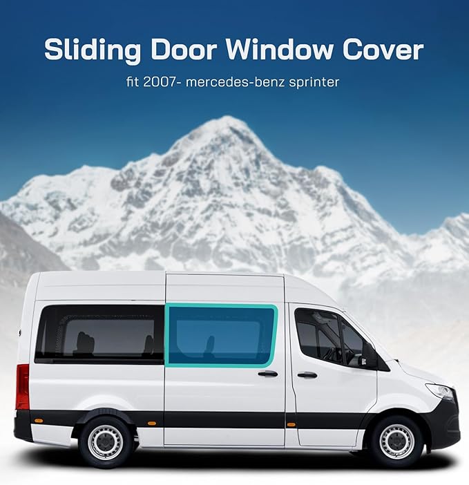 Sliding Door Window Cover for Mercedes-Benz Sprinter 2007-2026, Magnetic Insulated Blackout Sunshade, XPE Foam Core, AllSeasonGuard